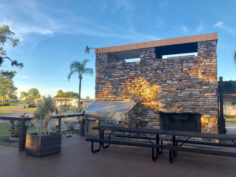 A view of the inside of the grilling pavilion in Colony Cove, a retirement community in Parrish, FL